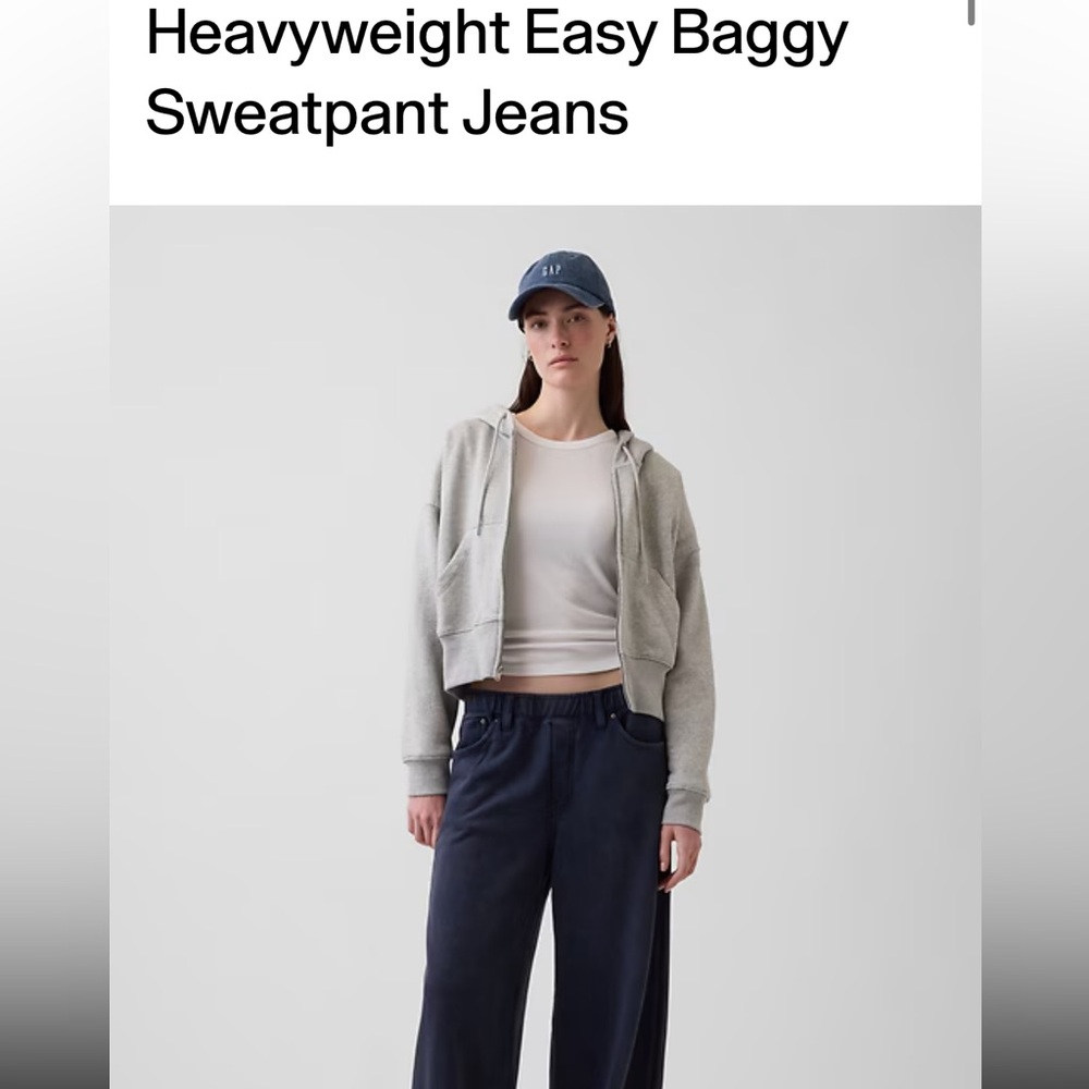 GAP Navy Wide-Leg Sweatpant Jeans